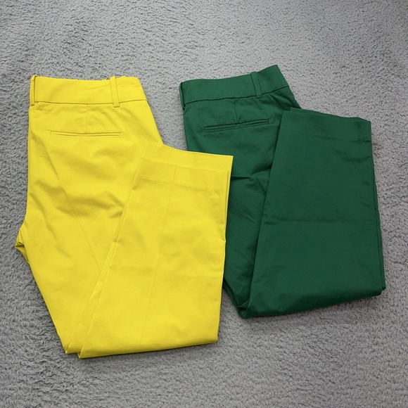 J.CREW Pants - J Crew Cafe Capri Pants Lot of 2 Womens 4 Yellow & Green Stretch Chino Belt Loop